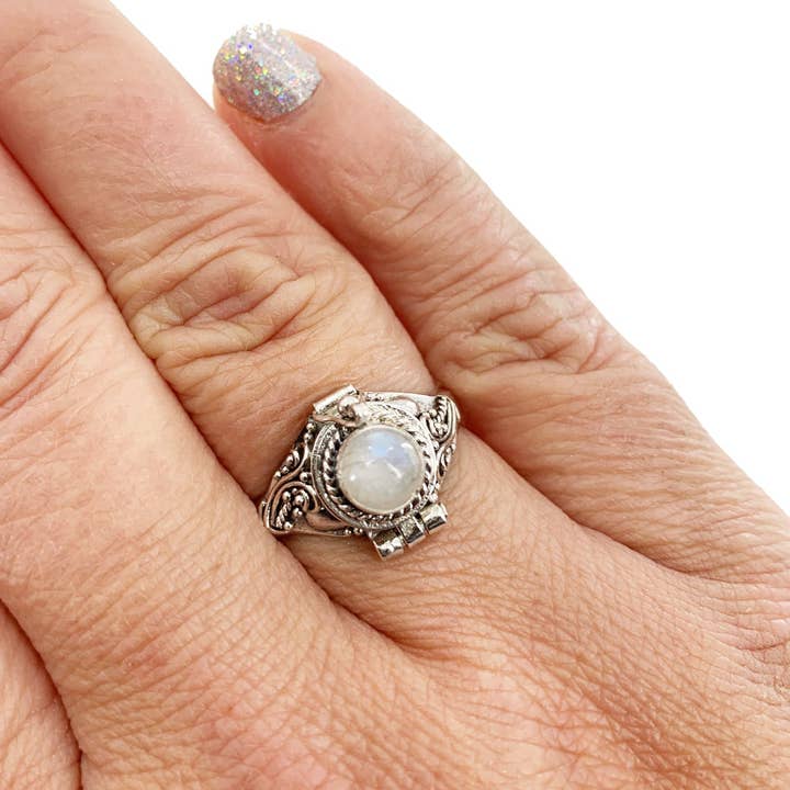 Weathered Raindrop - Wholesale Single Stone/Solitaire Ring - Ring for Ashes "Moonstone" Cremation Sterling Silver Urn