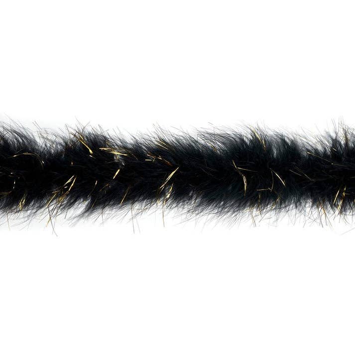 Zucker Feather Products – wholesale Dräkt – Dam – Full Marabou Fjäderboa med Lurex - Svart/Guld Lurex1
