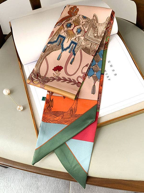 ShieldChic - Wholesale Scarf - Women's - Vintage Printed Contrast Color Silk Scarf3