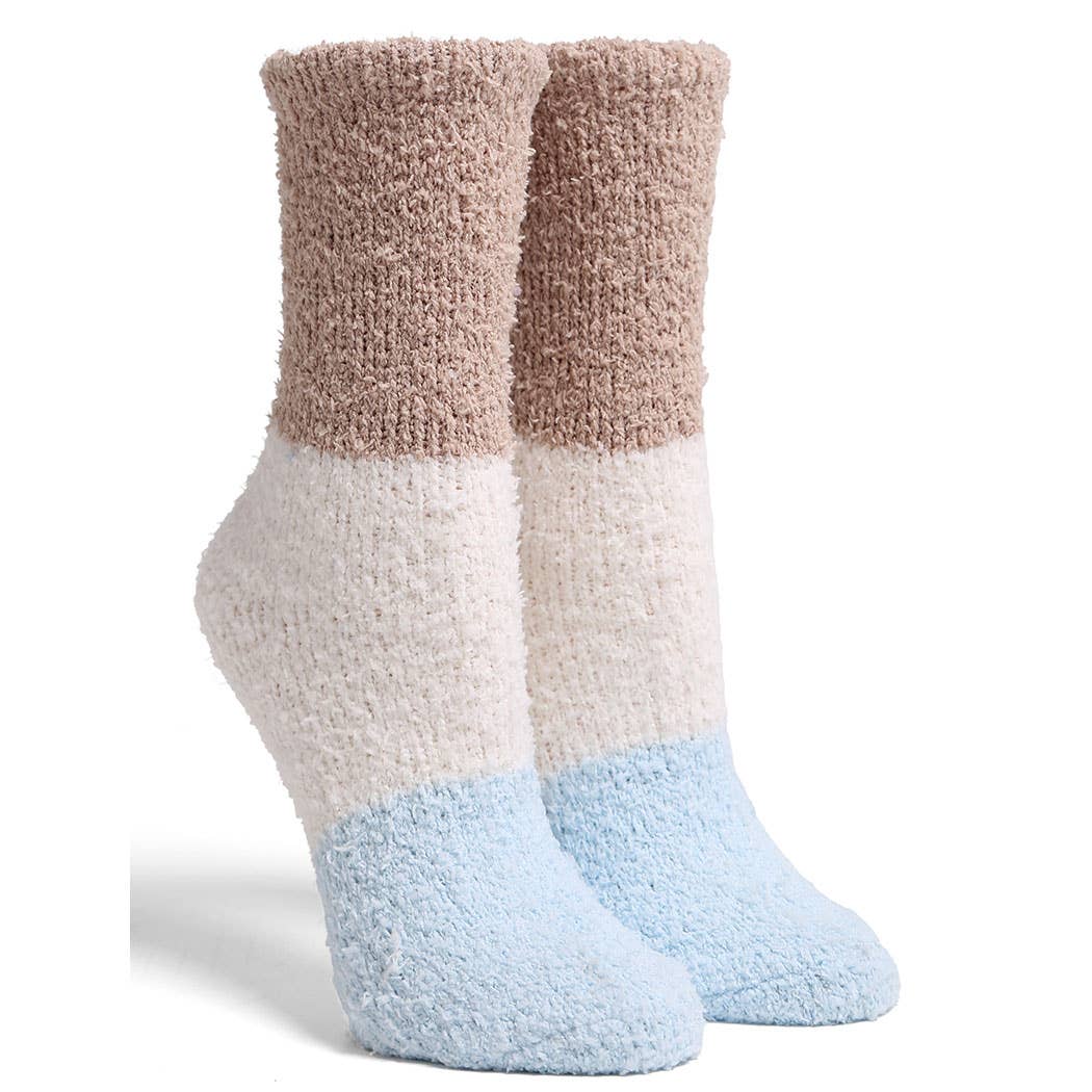  ASSORTED COLORS Luxury Soft Color Blocked Mini Crew Winter Socks for wholesale on Faire2