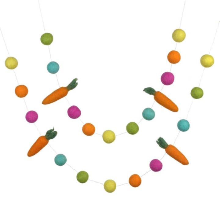 Felt Carrot Garland- Bright Color Felt Balls- Easter Spring for wholesale by Matthew + Mae