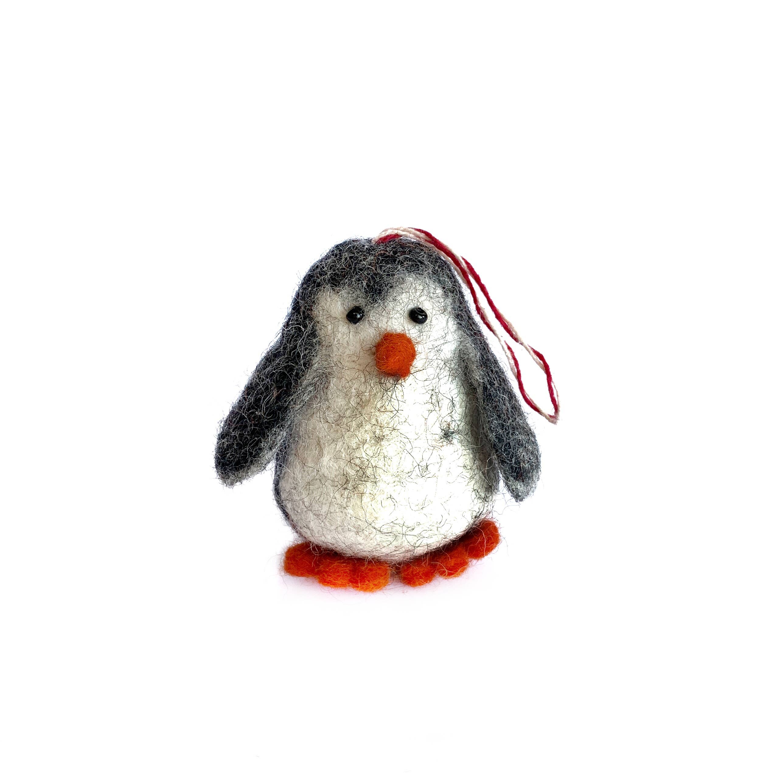 Ornaments 4 Orphans - Wholesale Ornament - Gray Penguin Tufted Wool Christmas Ornament