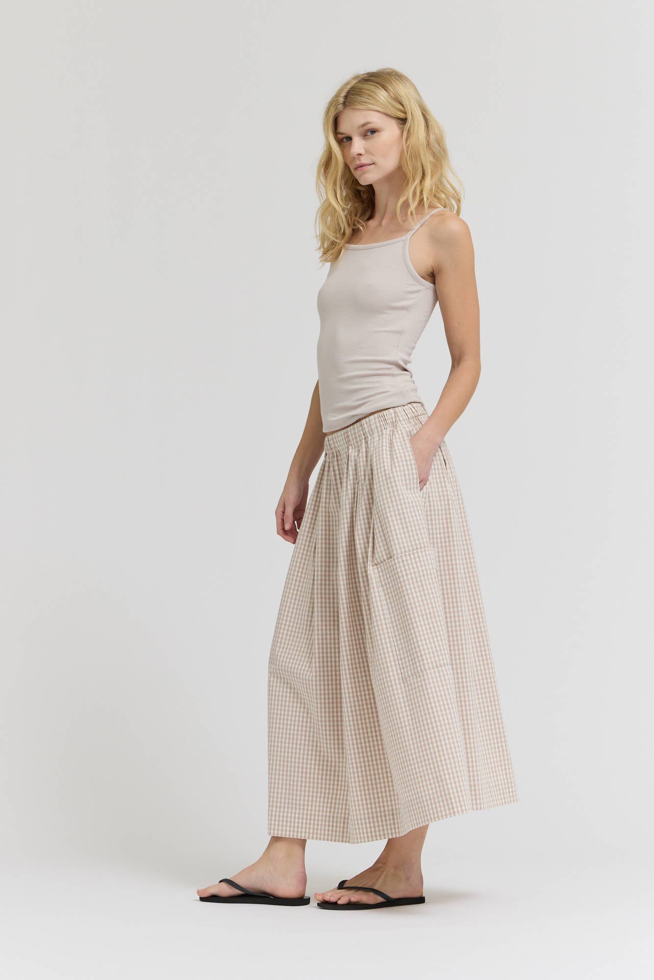 Grade & Gather - Wholesale Skirt - Women's - 50902RG - PLEAT WAIST GIGNHAM SKIRT9
