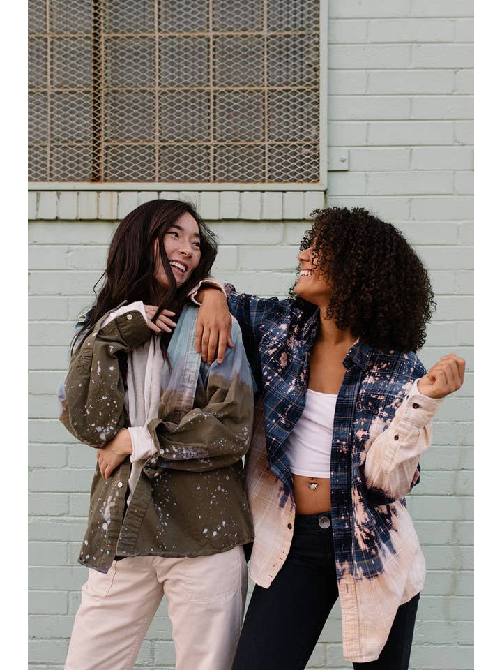 Create Good Company - Wholesale Button Down Shirt - Women's - Trashed Shirts * Bleached Flannels/Shirts Refill Pack