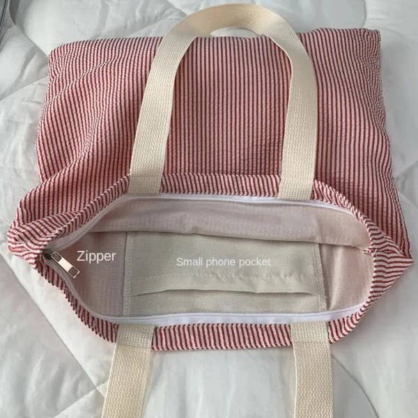 JOSSLYN by wall to wall - Wholesale Tote Bag - Women's - Large Organic colorful stripe Shoulder Tote Bag | 40P5858