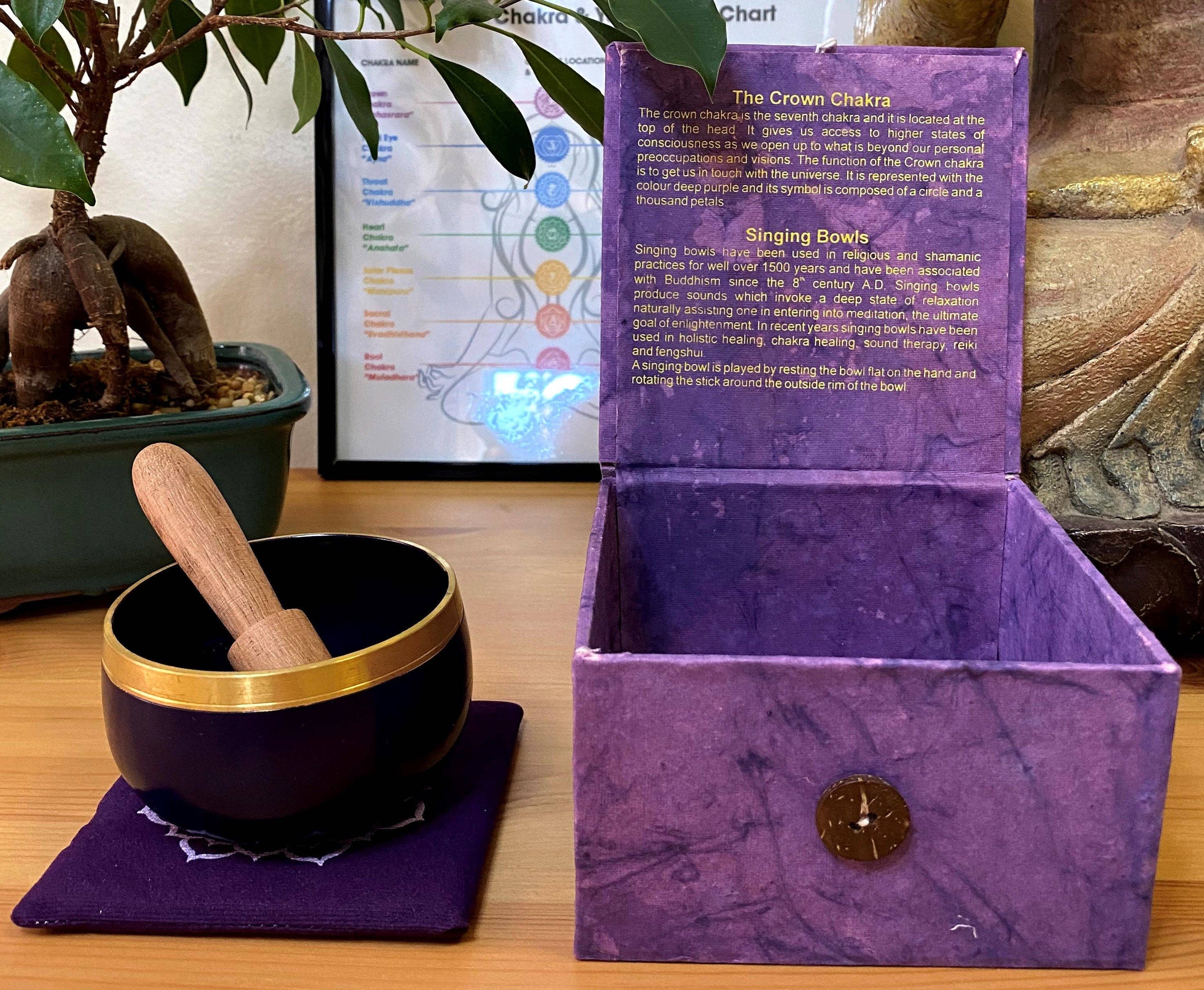 Tibet Handicrafts LLC – wholesale Meditation supplies – Chakra Singing Bowls Set or Single Chakra bowl. Tibetan Singing bowls, Healing Sound Bowls, Meditation Bowls, in 3.5" size.3