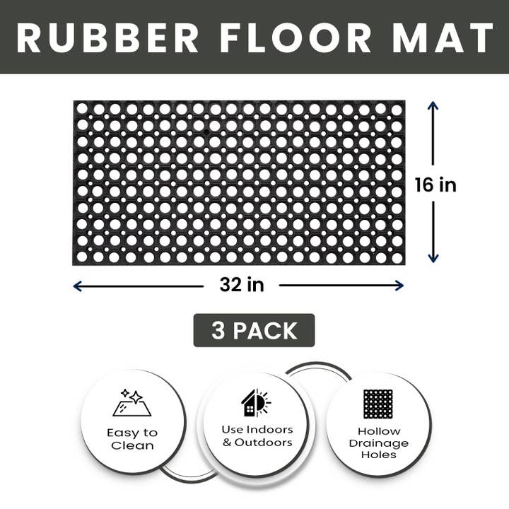 Black Hollow Drainage Rubber Floor Mat - Medium for wholesale on Faire15
