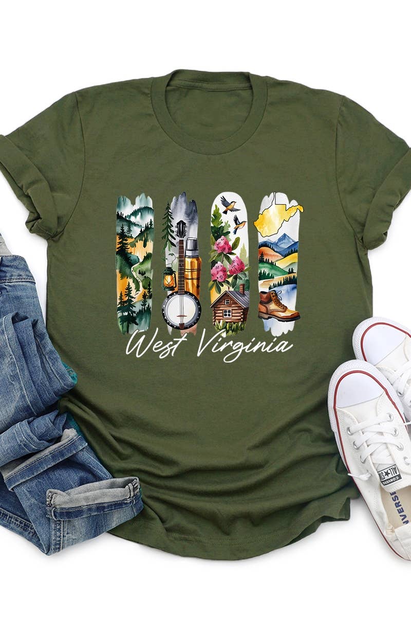COLORBEAR - Wholesale T-Shirt (Graphic) - Women's - West Virginia State Brushstroke Graphic Tee12