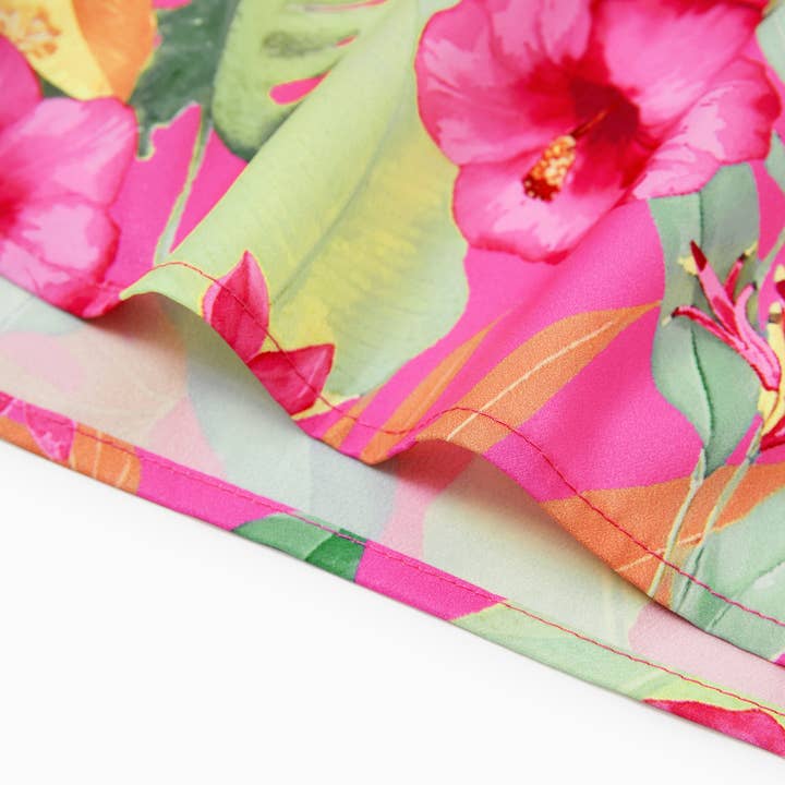 Hot Pink Mommy and Me Matching Rompers Tropical Floral Jumpsuits for wholesale on Faire