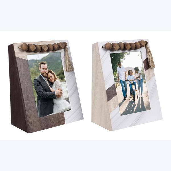 Cadre photo trapézoïdal géométrique en bois 4X6" pour table pour la vente par Young's