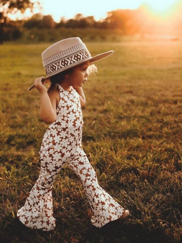 Bailey's Blossoms - Wholesale Jumpsuit - Baby - Andi Pleated Bell Bottom Jumpsuit - Flower Child