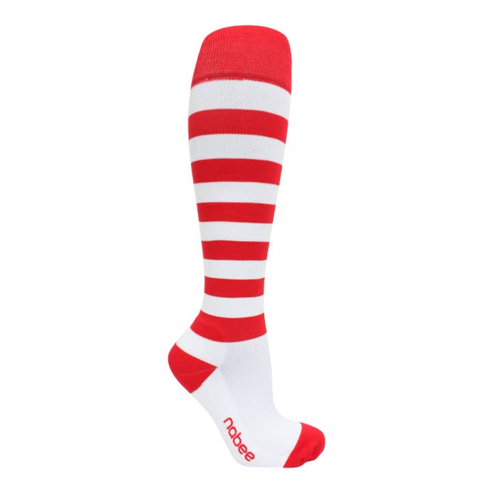 Compression Socks - Stripe - Red & White for wholesale by Nabee Socks