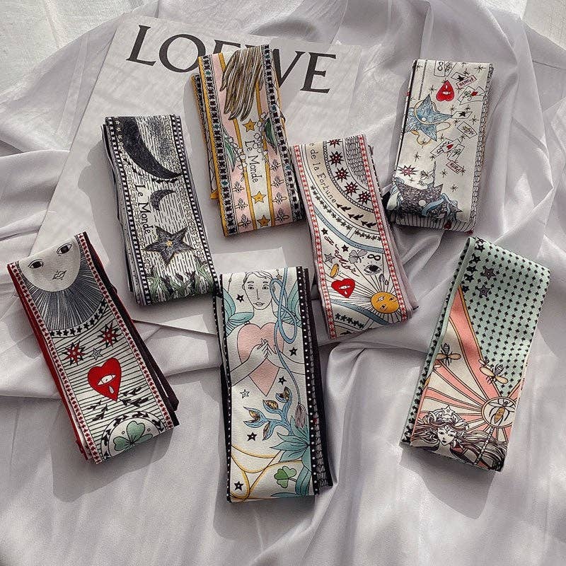 ShieldChic - Vente Écharpe – femme - Écharpe fine à cheveux longs à motif de tarot12