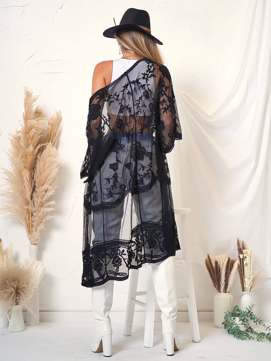 Anna Kaci Wholesale - Wholesale Kimono - Women's - Embroidered Floral Butterfly Kimono Cover Up Cardigan1
