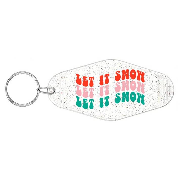 Let It Snow Glitter Motel Keychain for wholesale by DaisyChainDesignCo