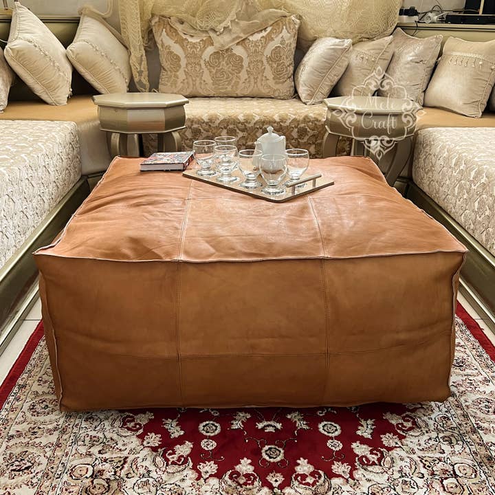 Melecraft - Wholesale Ottoman - Handmade Furniture | CowHide Leather OttomanTable-Unstuffed