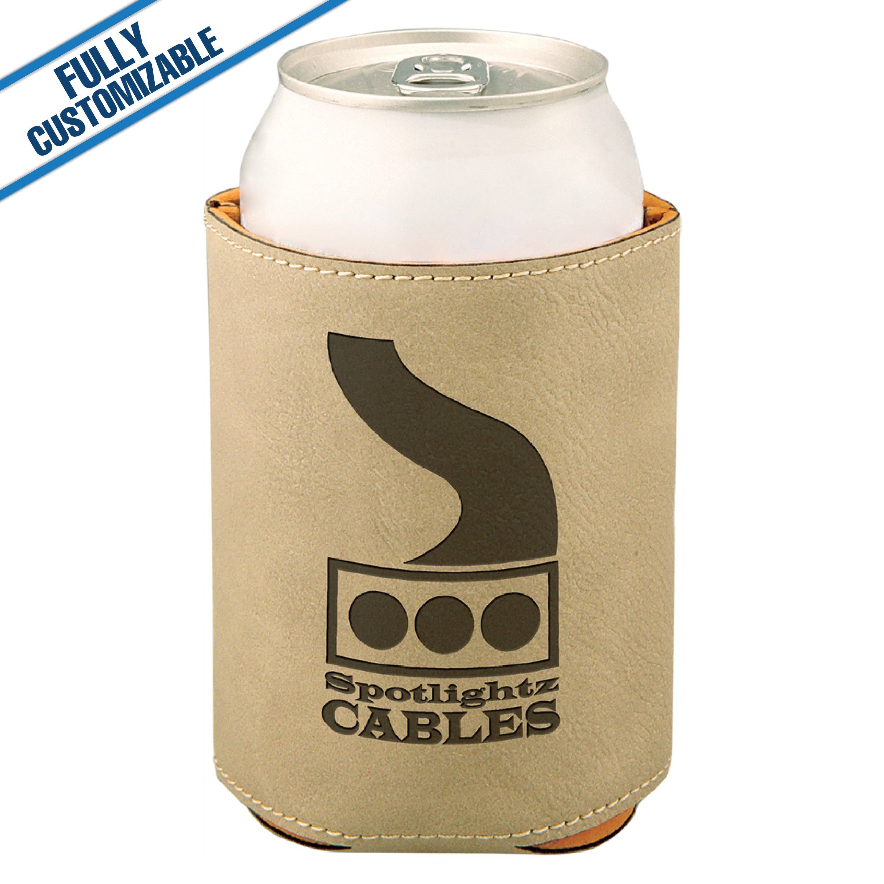 GiftWorksPlus - Vente Housses de boisson - 12 oz. Porte-boisson en similicuir gravé personnalisable2