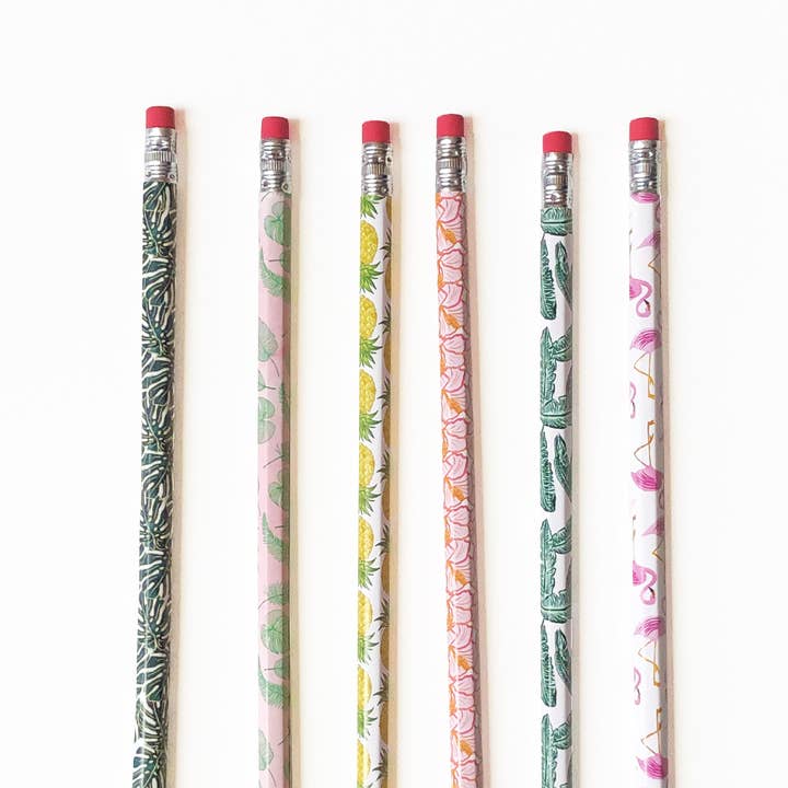 Artistry Cards - Wholesale Pencil - Set of 6 Tropical Pencils – Vibrant Stationery for Creative