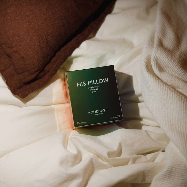 Moodcast Fragrance Co. - Wholesale Novelty Candle - Coconut Wax Candle - Vibes - His Pillow - 8 oz Glass Jar3