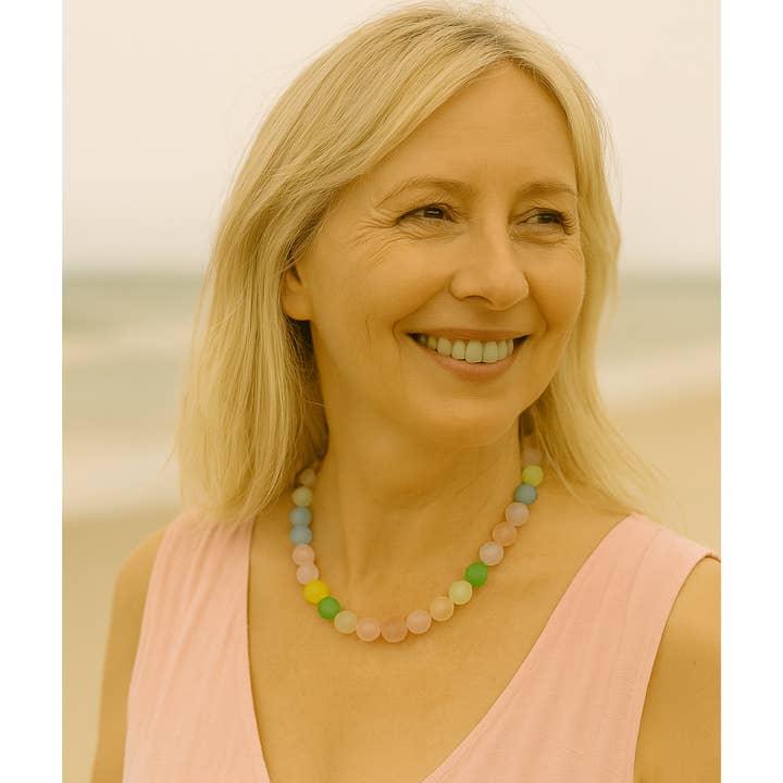 Collier perles acryliques givrées, Elena pour la vente par perleperle