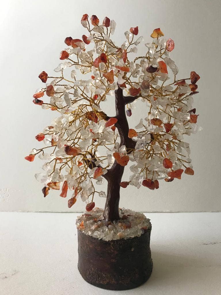 jiomind - Venta al por mayor Piedras/cristales espirituales - Cuarzo transparente+árbol de piedras preciosas de cornalina (500 fichas, alambre dorado)4