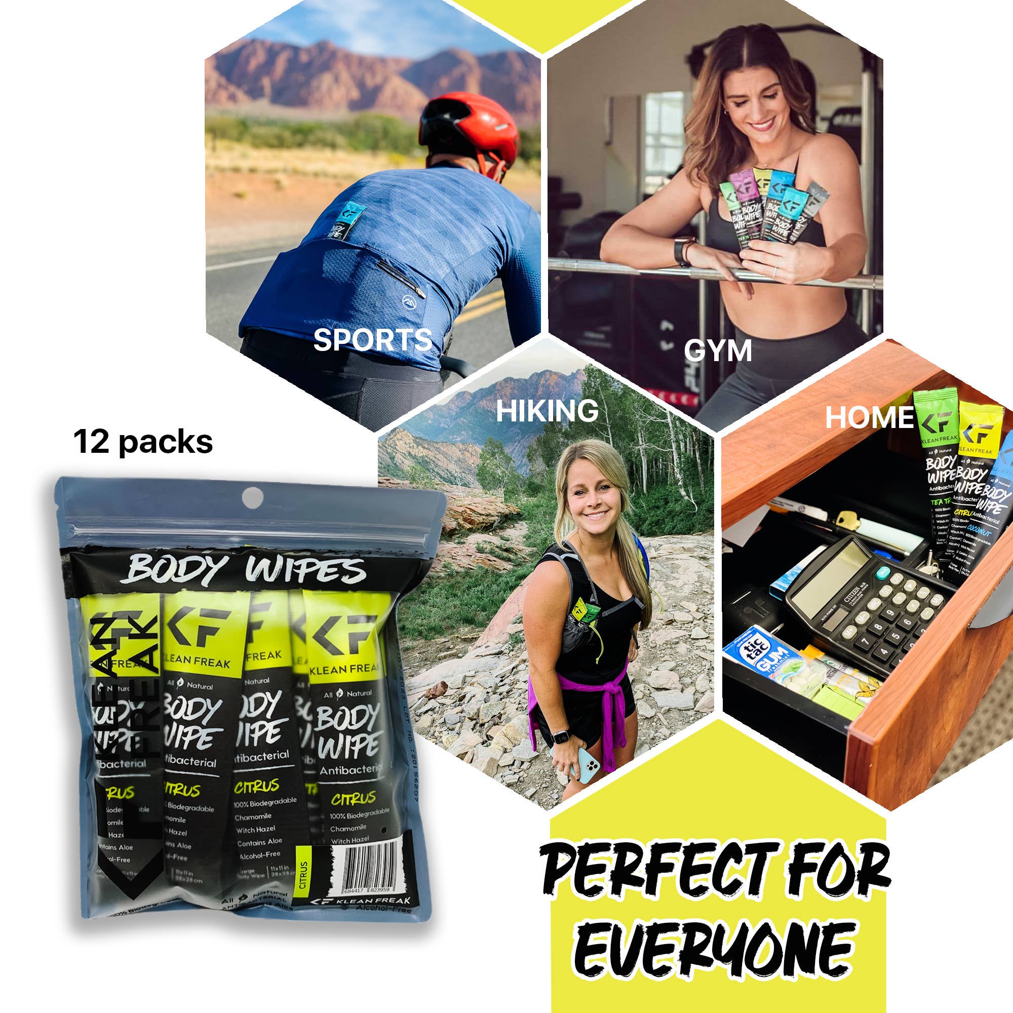 Klean Freak - Wholesale Face & Body Wipes - Dozen Pack - Citrus3