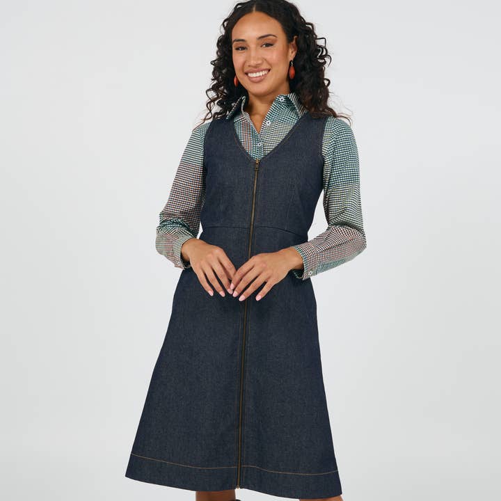 Mila Pinafore Denim for wholesale by ella & sunday