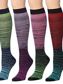 Tipi Toe Women's 6 Pairs Colorful Patterned Knee High Socks (KH176-A) for wholesale by Gold Hose LLC