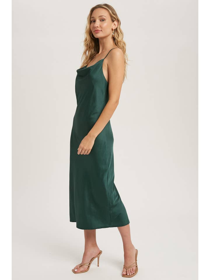 Bluivy - Wholesale Dress - Women's - SATIN DRAPED NECK MIDI SLIP DRESS41