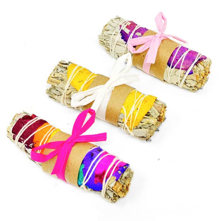 Oily Blends - Wholesale Sage Bundle - White Sage and Rose Bundles Chakra5