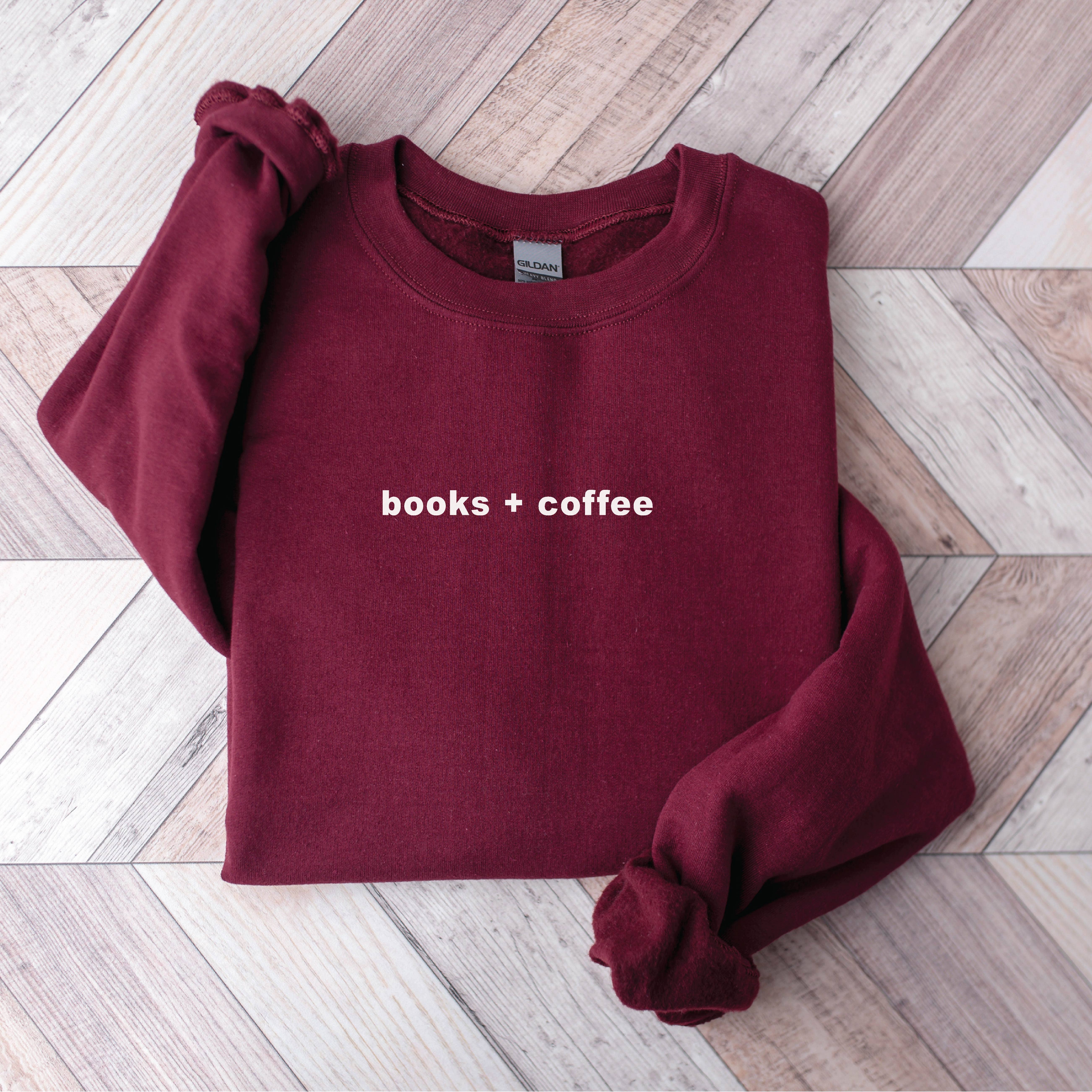 P E T I T R U E - Wholesale Sweatshirt - Women's - EMBROIDERED Books Crewneck Sweatshirt Coffee Book Lover Gift2