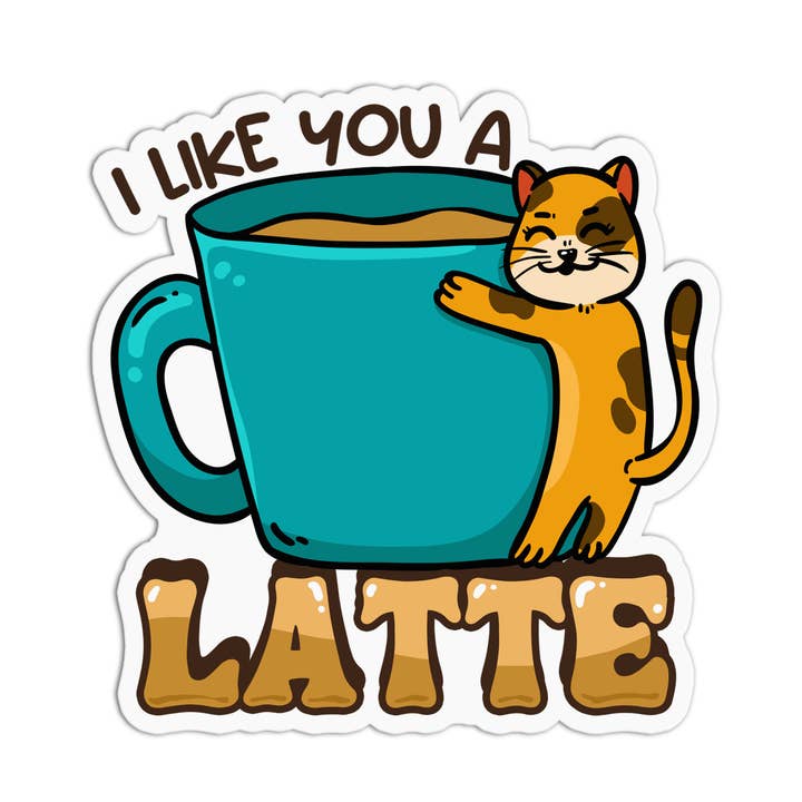 Autocollants imperméables « Coffee I Like You A Latte » pour la vente par Girls Printing House