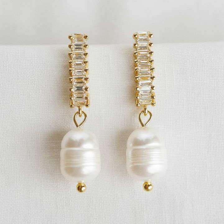 Artisan Vintage Gemstone Pearl Drop Earrings for wholesale by Ellemadera