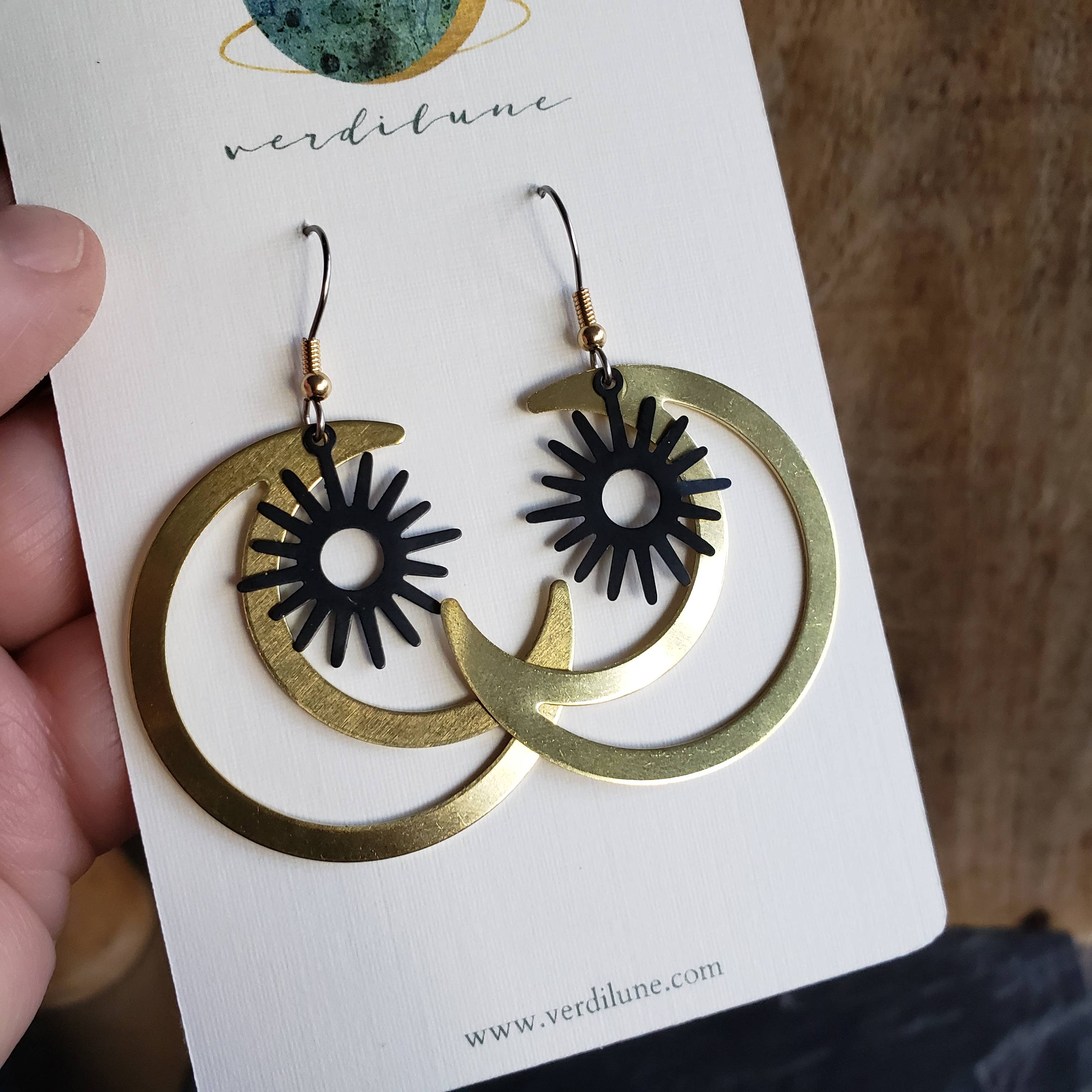 Verdilune - Wholesale Dangle Earrings - Orbit - Celestially Inspired Mixed Metal Statement Earrings1