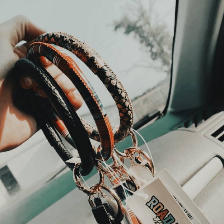 The Front Porch Label - Wholesale Keychain Bracelet - Serape Bangle Bracelet Keyring With Tassel2