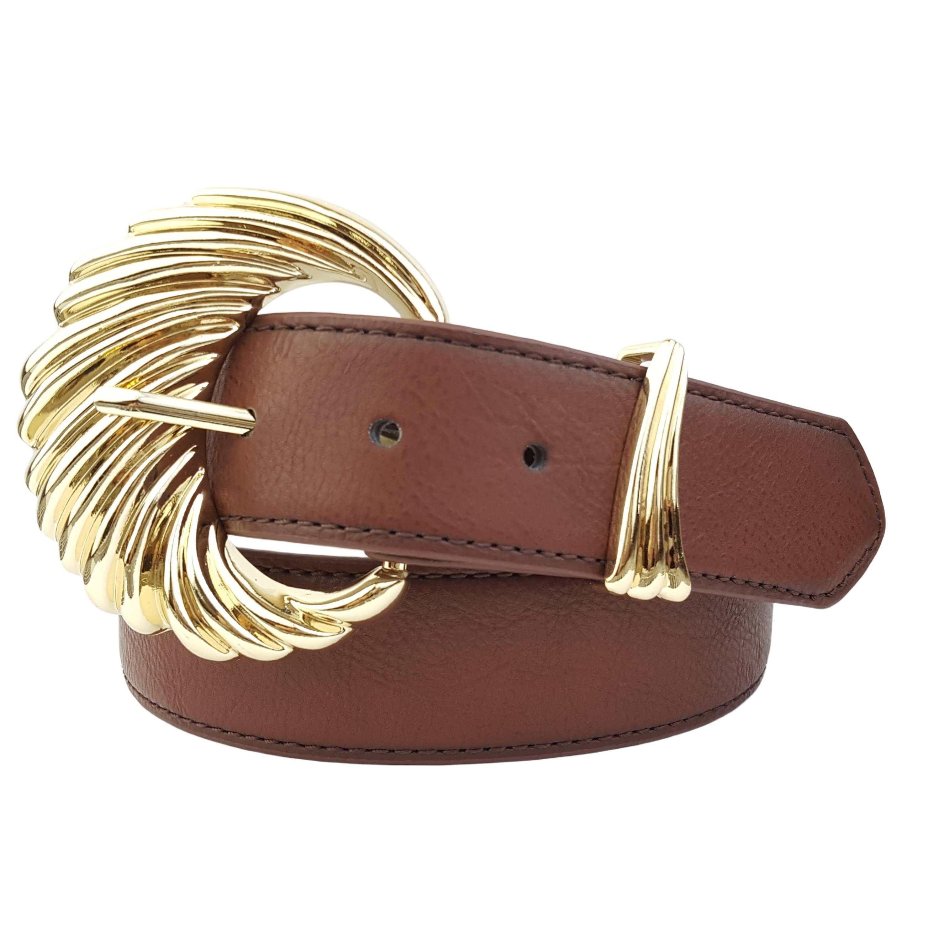 Axesoria West – wholesale Belt – Women's – Shiny Gold Buckle and Loop Belt0