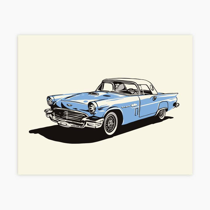 1950'erne Thunderbird Plakat - Vintage Bil Illustration Print for engroshandel hos Kamin Tersieff