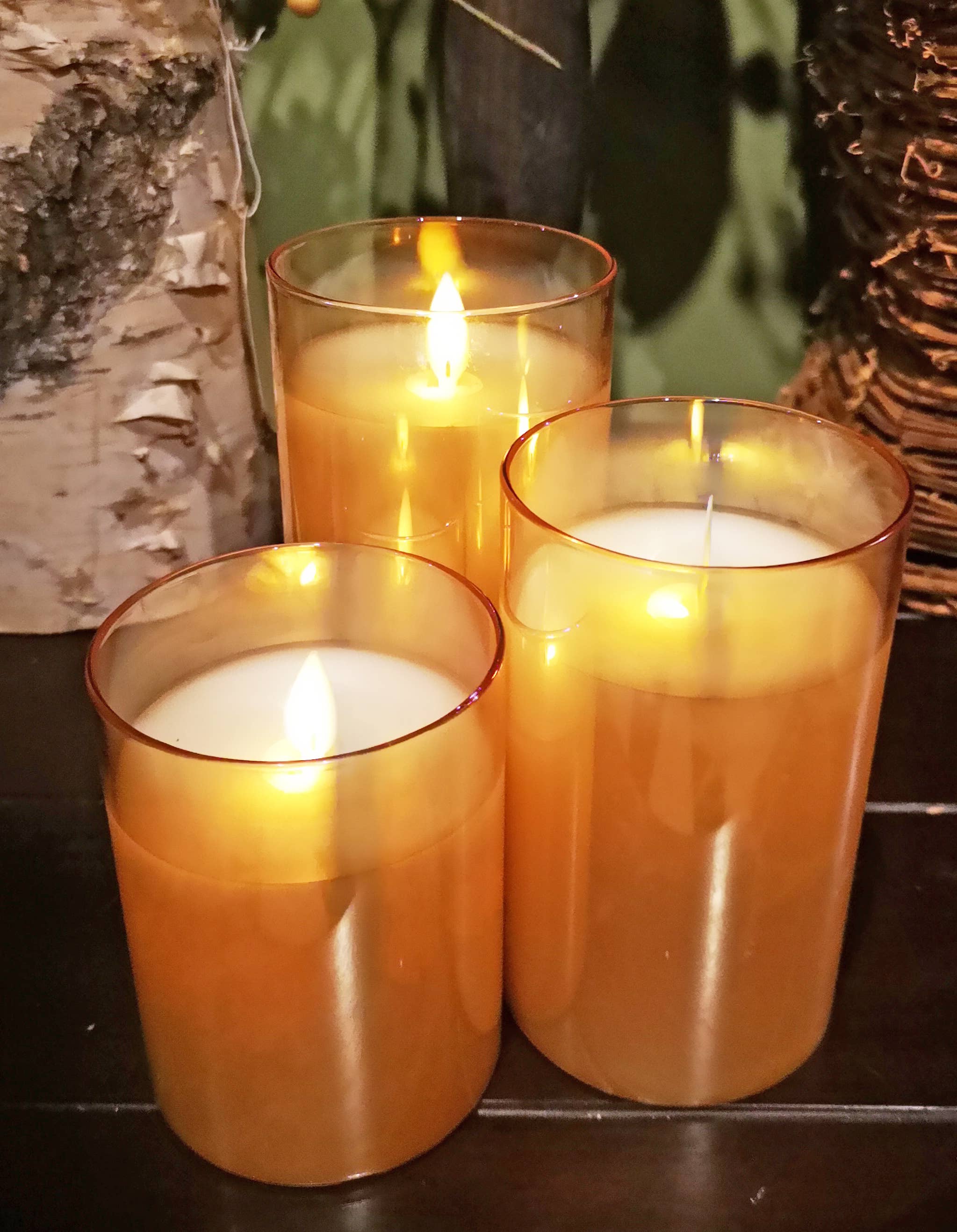 Will's Company - Wholesale Flameless Candle - LED Candle in Glass Cylinder w/Flickering Flame & Remote S/33