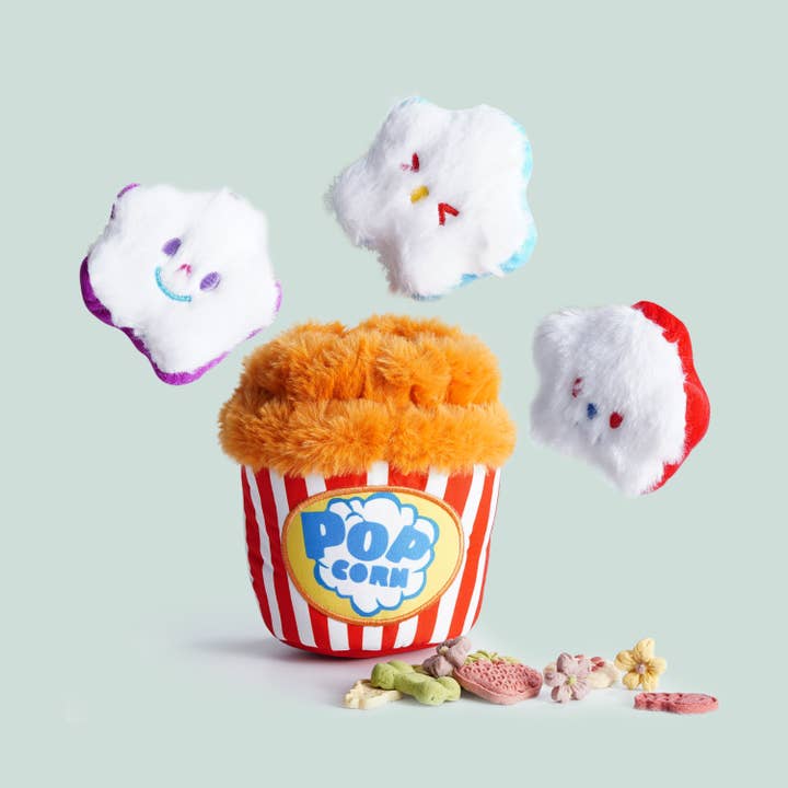 Nocciola Popcorn Squeaky Hide and Seek Plush Dog Toys Interactive for wholesale by Nocciola