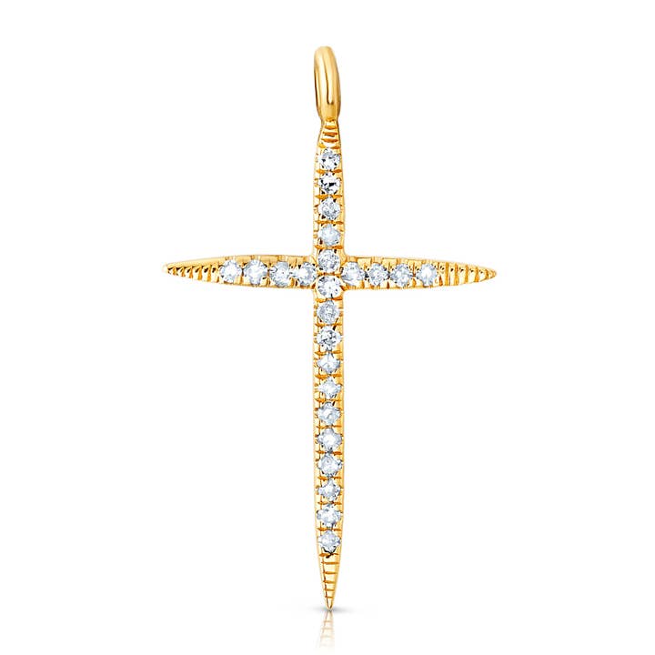 JEN HANSEN - Wholesale Individual Charm/Pendant - GLORIOUS DIAMOND CROSS CHARM, 14KT GOLD