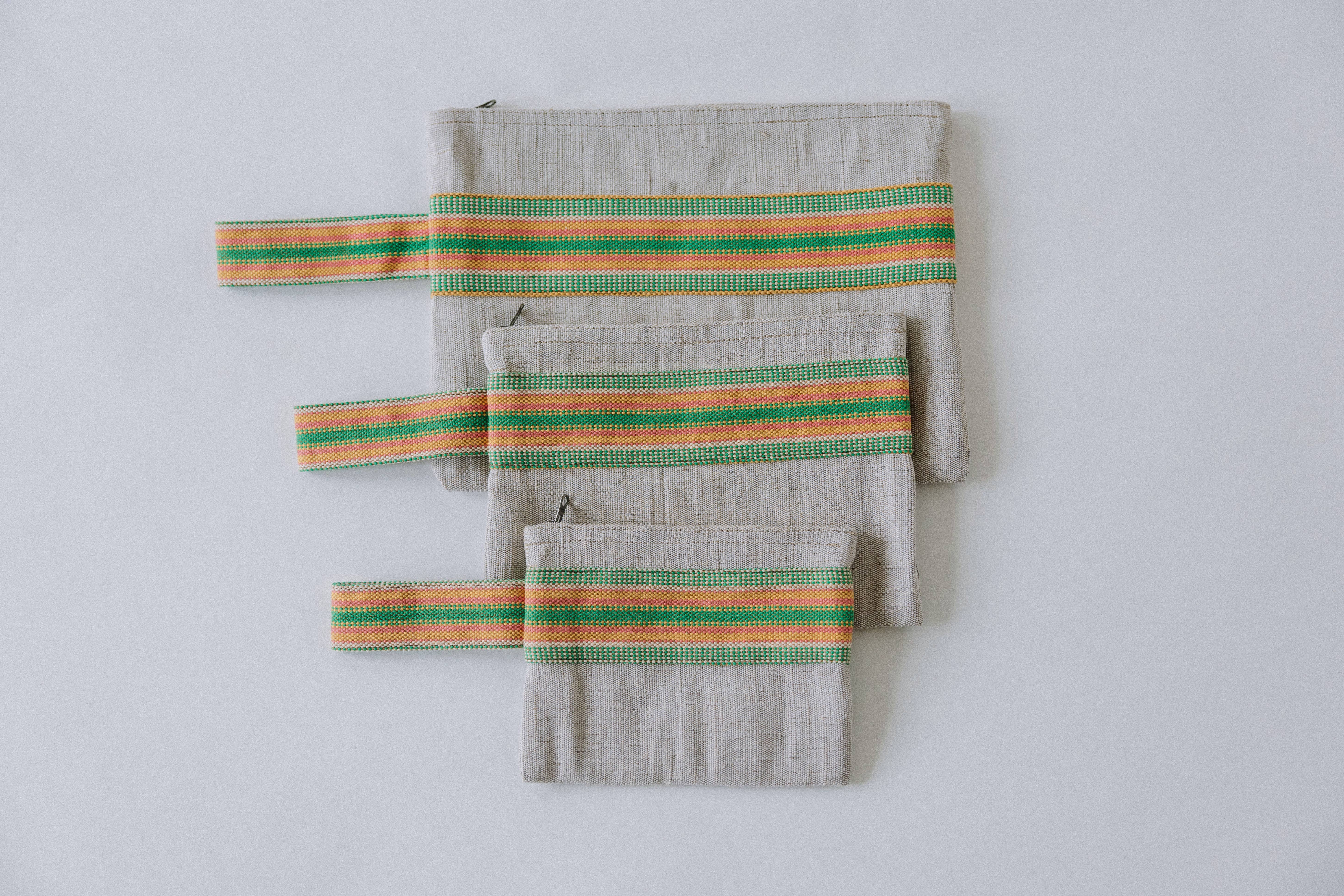 Will & Atlas - Wholesale Clutch Bag - Women's - Wristlet Clutch Bag, jute / Belleville Pouch Green, 3 sizes