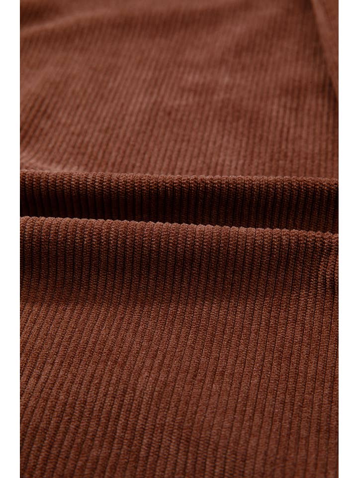 Coffee Floral Corduroy Embroidered Button-Front Jacket for wholesale on Faire9