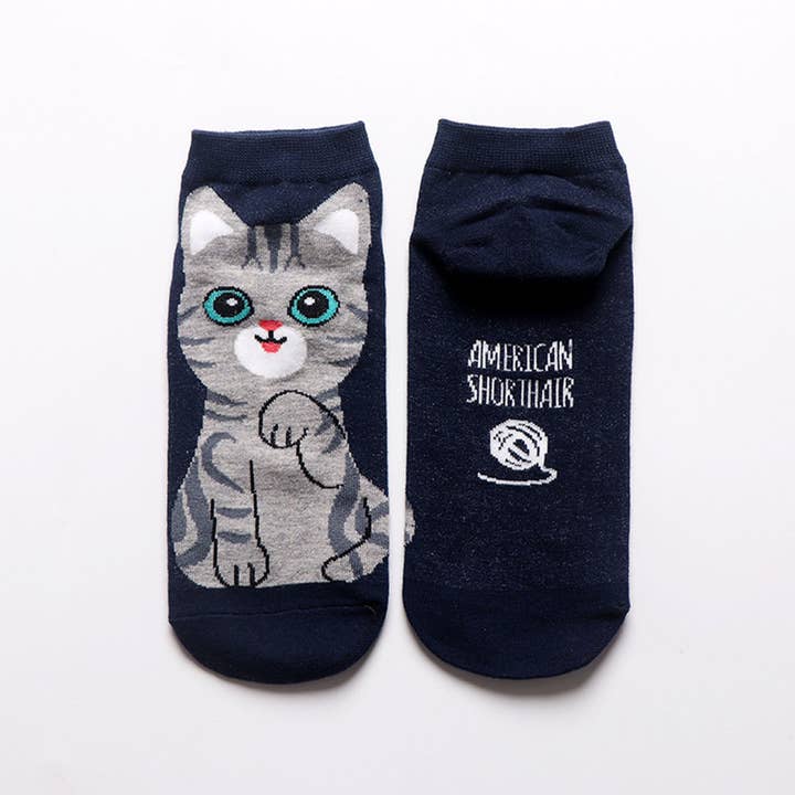 ACCITY - Wholesale Socks - Women's - CUTE CAT PATTERN ANKLE SOCKS_CWMS0210