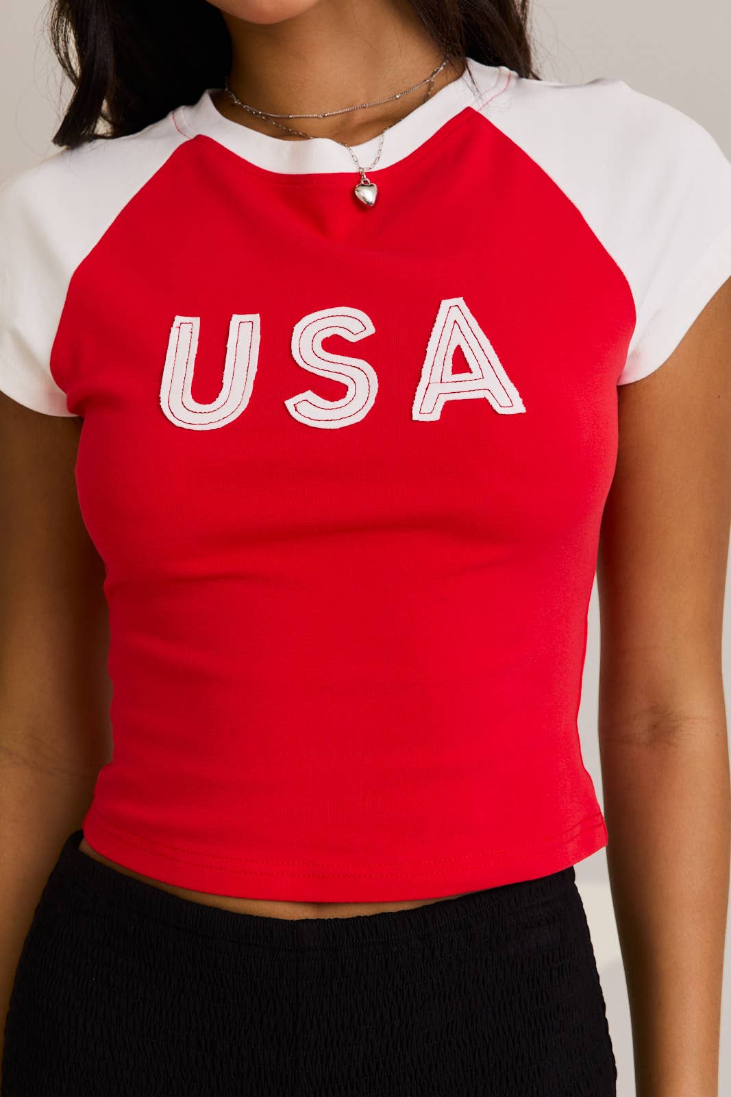 LE LIS - Wholesale Screen Printed T-Shirt - Women's - CAP SLEEVE USA BABY TEE11
