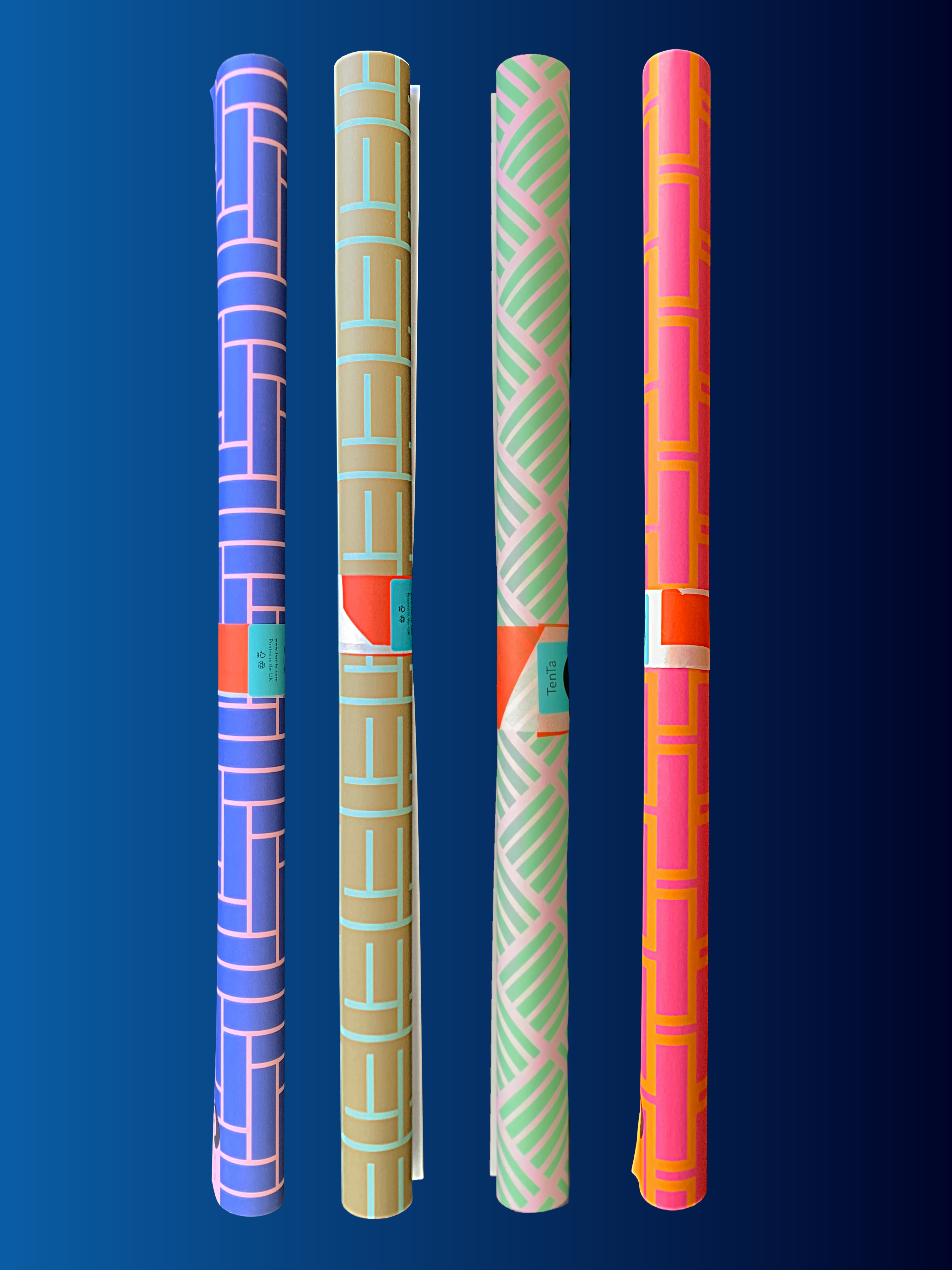 TenTa - Wholesale Wrapping Paper Roll - Pink & Orange Brick Geometric Retro Wrapping Paper 4