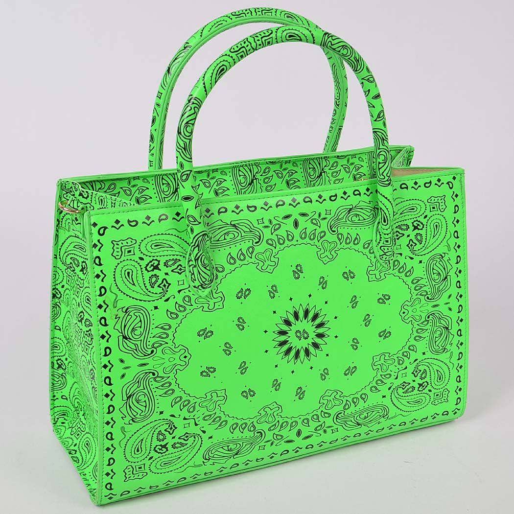 3AM BY H&D ACCESSORIES – wholesale Tote bag – Women's – Neon Bandana Print Handles Tote Bag10