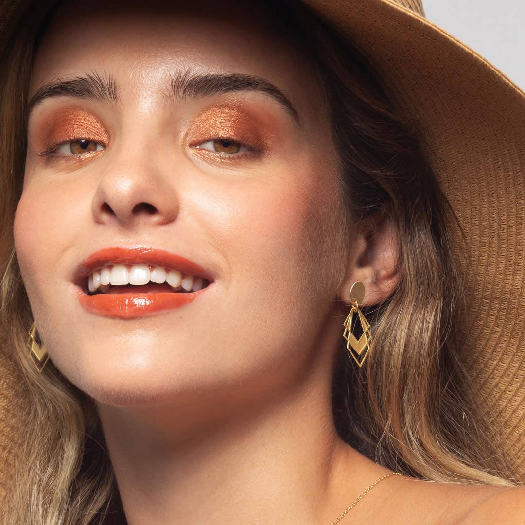 RAS - Wholesale Stud/Post Earrings - Classic Deco Gold Plated Small Earring2