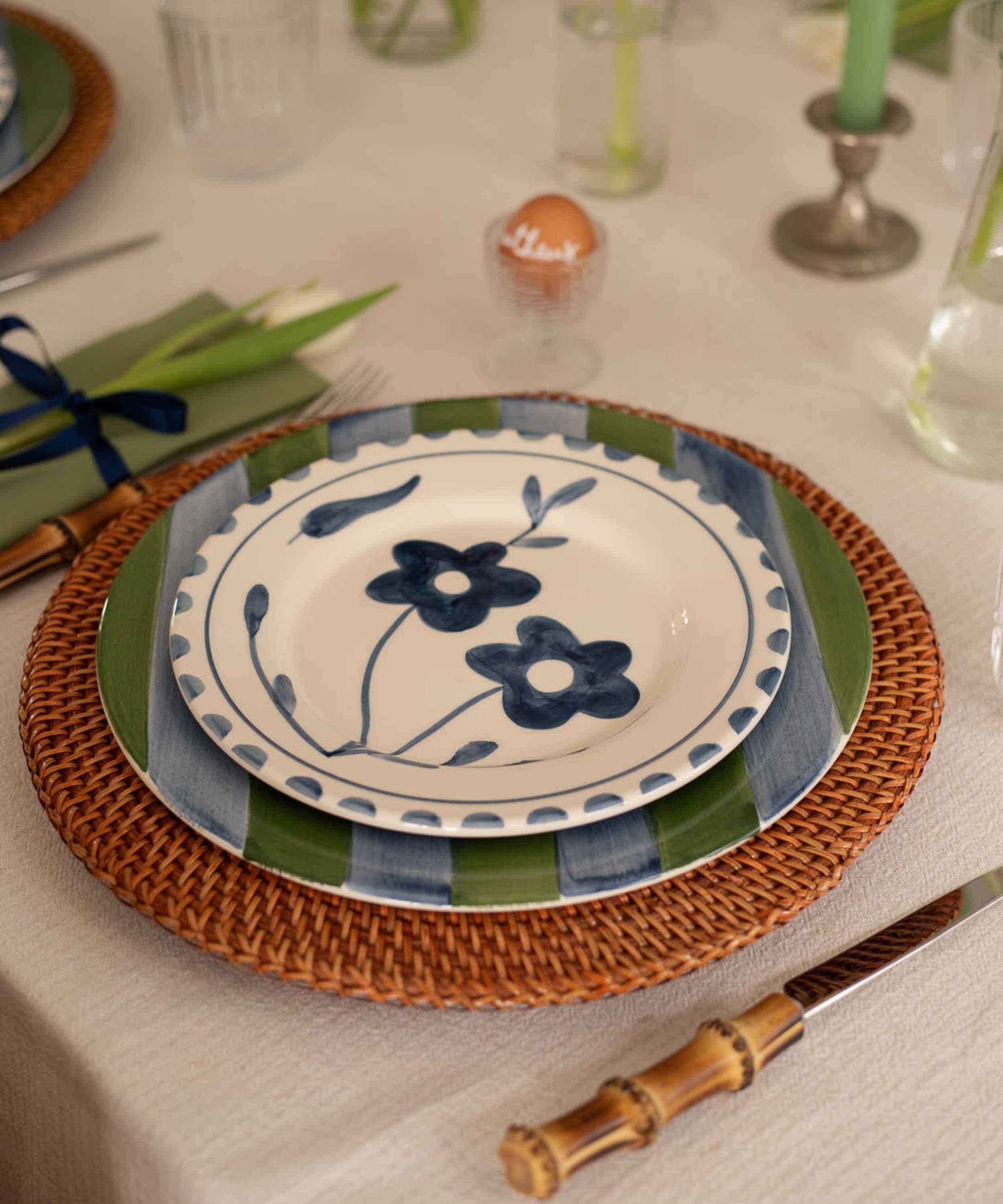 Valsa Home - Wholesale Salad Plate - Blue Flowers Dessert Plate WS1