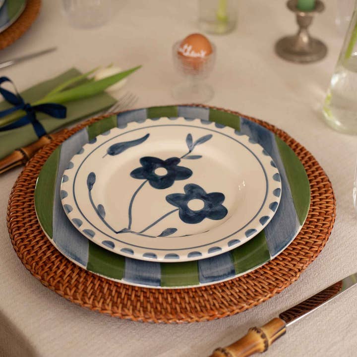 Valsa Home - Wholesale Salad Plate - Blue Flowers Dessert Plate WS1