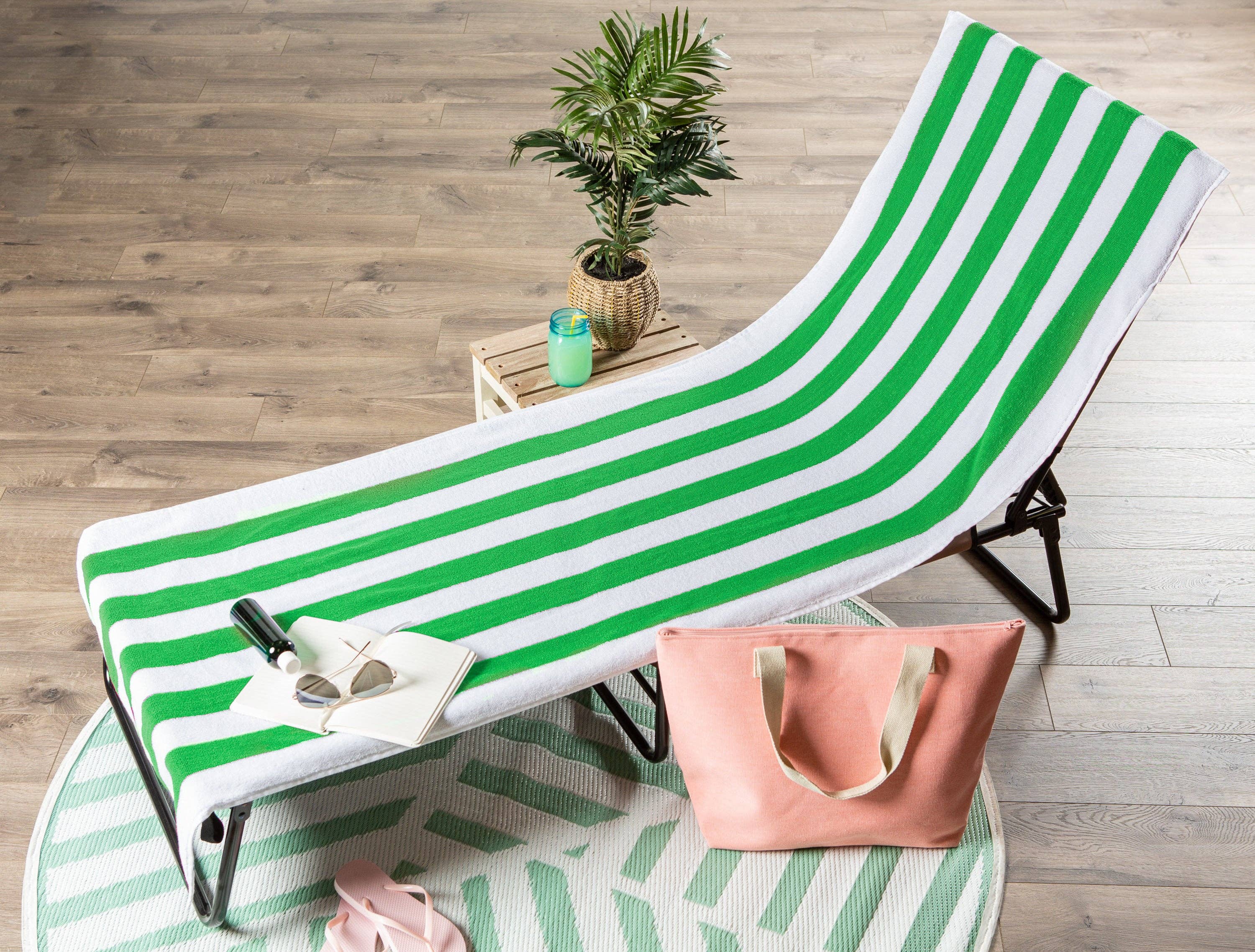 Welcome Home Unbeatable Deals - Wholesale Beach Towel - Green Stripe Lounge Chair with Beach Towel Top4